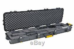 54 Black Gun Case for 2 Double Scoped Rifle Hard Storage with Lock Protect