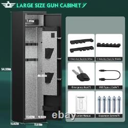 55in Gun Cabinet for Rifle Pistol and Shotgun, with Dual Alarm & Removable Shelf