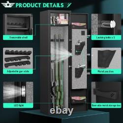 55in Gun Cabinet for Rifle Pistol and Shotgun, with Dual Alarm & Removable Shelf