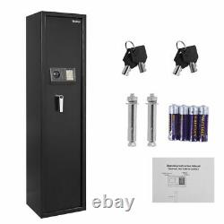 57 5Gun Rifle Storage Wall Safe Box Security Cabinet Electronic Dual Lock Steel