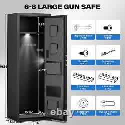 6-8 Fingerprint Gun Safe, Unassembled Large Gun Safe with Digtal Keypad for Home