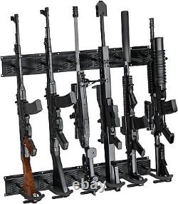 6 Gun Rack Wall Mount Rifle Shotgun Firearm Holder Hanger Storage Horizontal NEW