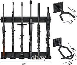 6 Gun Rack Wall Mount Rifle Shotgun Firearm Holder Hanger Storage Horizontal NEW