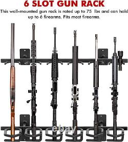 6-Gun Rifle Shotgun Rack Holder Display Wall Mount Firearm Home Storage Vertical