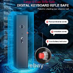 6 Gun Rifle Storage Safe Cabinet Security Keyboard Lock System Quick Access Key