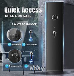 6 Gun Rifle Wall Storage Iron Safe Box Cabinet Double Security Lock Quick Access