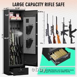 6 Gun Safe, Digital Rifle Safe with drawer for Home Rifles and Pistols