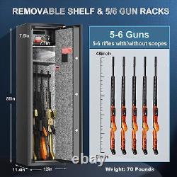 6 Rifle Gun Safe Cabinet Stack Storage Locker Shotgun Firearm Fingerprint 3-In-1