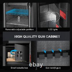 6 Rifle Gun Safe Firearm Storage Cabinet Fingerprint Access with Lockable Box