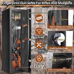 6 Rifle Gun Safe Storage Cabinet Fireproof with Removable Shelf Fingerprint Lock