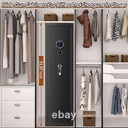 6 Rifle Gun Safe Storage Cabinet Fireproof with Removable Shelf Fingerprint Lock