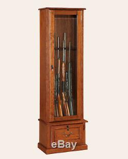 8-GUN LOCKING WOOD Display Cabinet with Storage Shelf, Cherry, Rifles & Shotguns