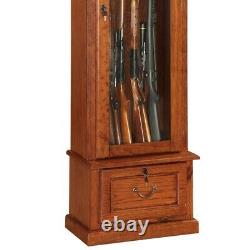 8-GUN LOCKING WOOD Display Cabinet with Storage Shelf, Cherry, Rifles & Shotguns