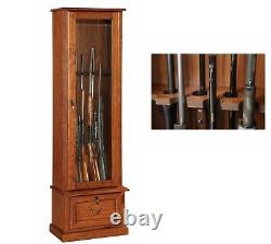 8 Gun Cabinet Safe Rifle Wood Locker Storage Shotgun Firearm Lock Shelf