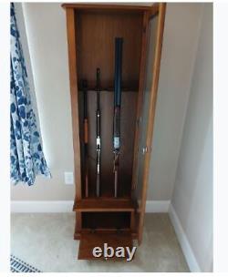 8 Gun Display Case Cabinet For Rifle Shotgun Ammo Wood Showcase Vintage Style