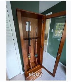 8 Gun Display Case Cabinet For Rifle Shotgun Ammo Wood Showcase Vintage Style