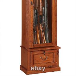 8 Gun Display Case Cabinet For Rifle Shotgun Ammo Wood Showcase Vintage Style