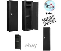 8 Gun Security Cabinet Stack Rifle Safe Storage Locker Shotgun Firearm Black