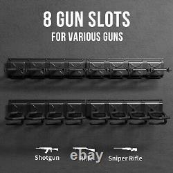 (8 Slot) Gun Rack Wall Mount Metal Shotgun Rack Adjustable Rifle Storage Holder