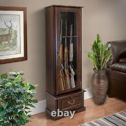 American Furniture 650 Wood Gun Display Cabinet with Tempered Glass Door