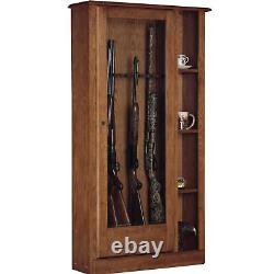 American Furniture Classics 725 Wood Curio Gun Combination Storage Cabinet 10 L