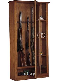 American Furniture Classics 725 Wood Curio Gun Combination Storage Cabinet 10 L