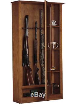 American Furniture Classics 725 Wood Curio Gun Combination Storage Cabinet 10 L