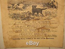 Antique J HAPGOOD GUN STORE Advertising BROADSIDE Boston HUNTING Dogs RIFLES++