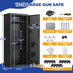 BESAFETY 12-15 Gun Cabinet, Quick Access Long Gun Safe for Home Rifles & Pistols