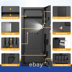 BESAFETY 12-15 Gun Cabinet, Quick Access Long Gun Safe for Home Rifles & Pistols
