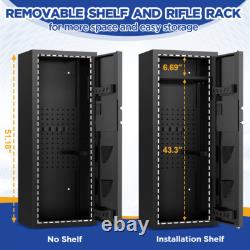 BESAFETY 12-15 Gun Cabinet, Quick Access Long Gun Safe for Home Rifles & Pistols
