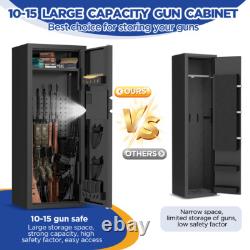BESAFETY 12-15 Gun Cabinet, Quick Access Long Gun Safe for Home Rifles & Pistols