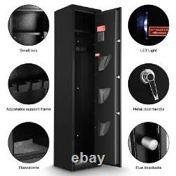 BLACKSMITH 5 Guns Rifle Wall Storage Safe Cabinet LED 2IN1 Security Lock Quick
