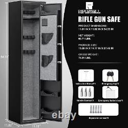 Biometric 3-5 Gun Rifle Safe, Long Gun Shotgun Safe with Backlit Touchscreen Pad