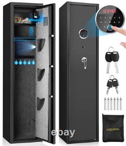Biometric 5-6 Gun Rifle Safe Pistols LED Lock Quick Access Wall Storage Cabinet