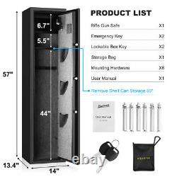 Biometric 5-6 Gun Rifle Safe Pistols LED Lock Quick Access Wall Storage Cabinet