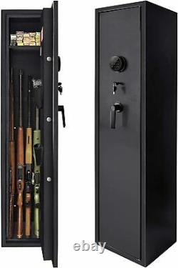 Biometric 5-Rifle Gun Safe Storage Cabinet Fingerprint With 2 Handgun box &Keys