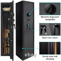 Biometric 5-Rifle Gun Safe Storage Cabinet Fingerprint with 2 Pistole box & Keys