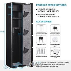 Biometric Gun Safe Large 5 Gun Fingerprint Rifle Safe Metal Gun Storage Cabinet