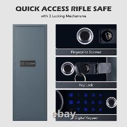 Biometric Gun Safe for Home Rifle and Pistols Adjustable Shotgun Case w 3 Locks