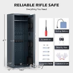 Biometric Gun Safe for Home Rifle and Pistols Adjustable Shotgun Case w 3 Locks