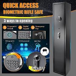 Biometric Large Rifle Safe Quick Access 5/ 6 Gun Storage Cabinet with Lock Box USA