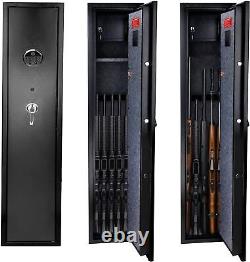 Biometric Large Rifle Safe Quick Access 5/ 6 Gun Storage Cabinet with Lock Box USA