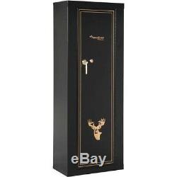 Black 10 Gun Security Cabinet Safe Storage Rifle Shotgun Steel Firearm Ammo Lock