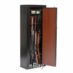 Black 10 Gun Security Cabinet Safe Storage Rifle Shotgun Steel Firearm Ammo Lock