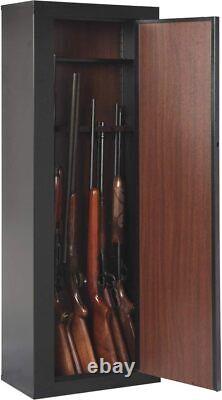 Black 10 Gun Security Cabinet Safe Storage Rifle Shotgun Steel Firearm Ammo Lock