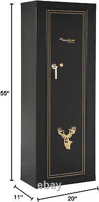 Black 10 Gun Security Cabinet Safe Storage Rifle Shotgun Steel Firearm Ammo Lock