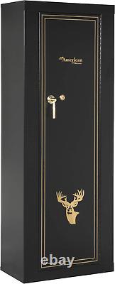 Black 10 Gun Security Cabinet Safe Storage Rifle Shotgun Steel Firearm Ammo Lock