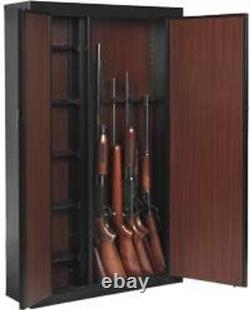 Black 16 Gun Security Cabinet Safe Storage Rifle Shotgun Steel Firearm Ammo Lock