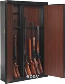 Black 16 Gun Security Cabinet Safe Storage Rifle Shotgun Steel Firearm Ammo Lock